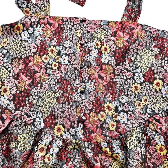 Moodie | Women | Floral Jacquard Tapestry Babydoll Crop Top | Medium - Picture 9 of 12